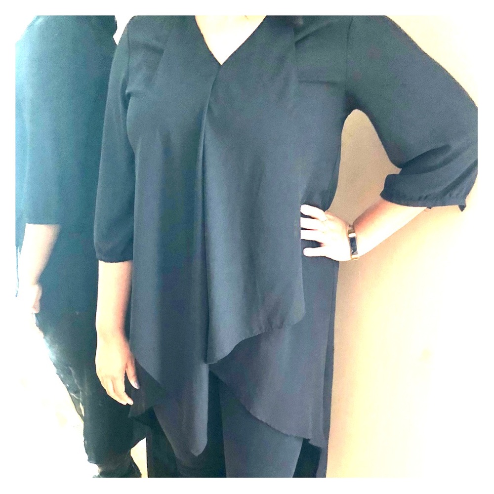 Black hi-low blouse